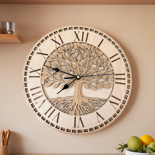 Horloge murale en bois – Arbre de Vie