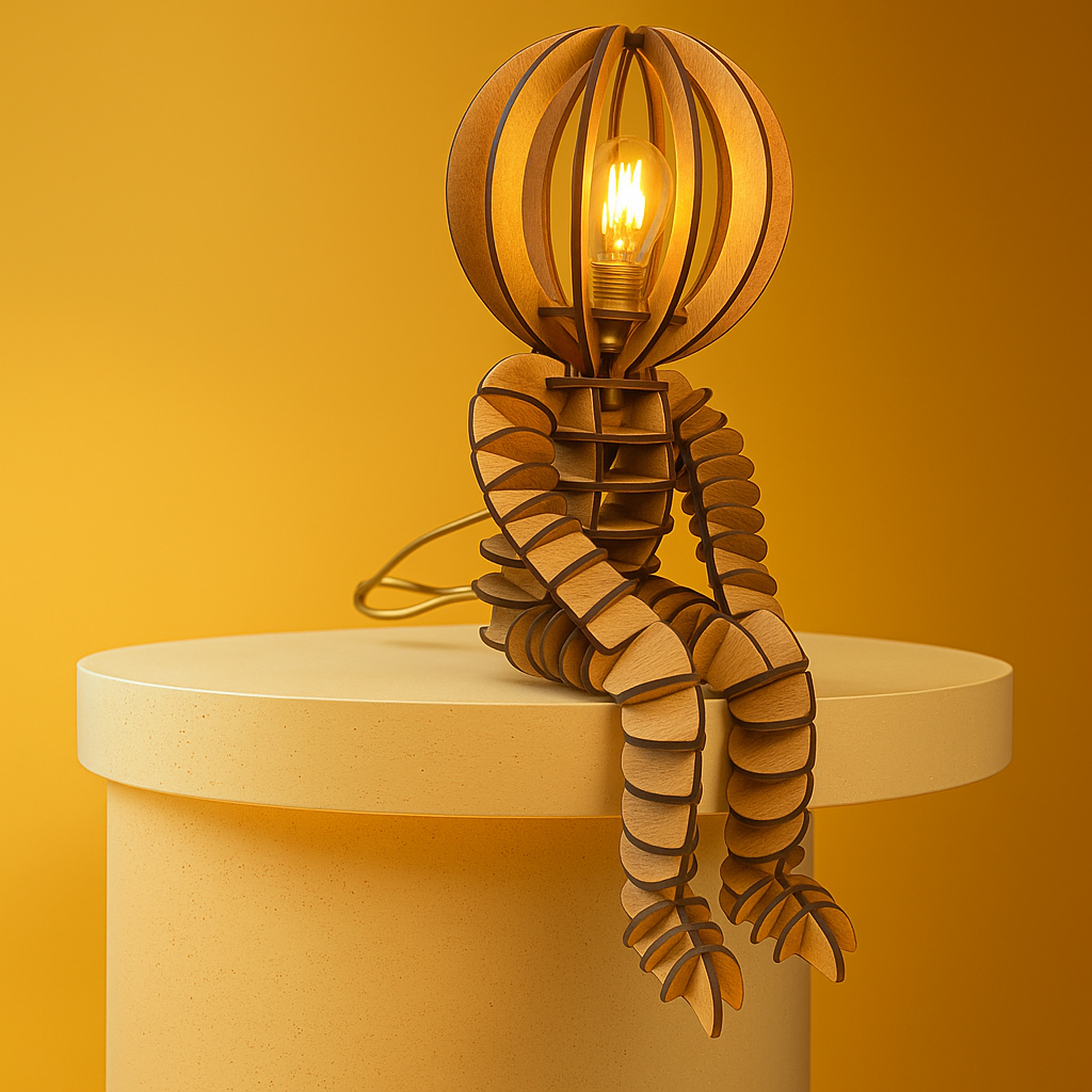 Lampe design en bois – Silhouette assise