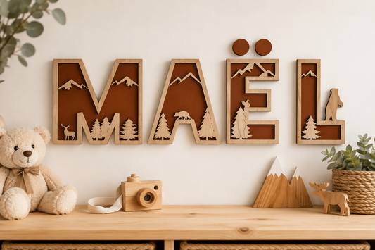 Prénom en bois personnalisé – Décoration chambre enfant 🌲🦌