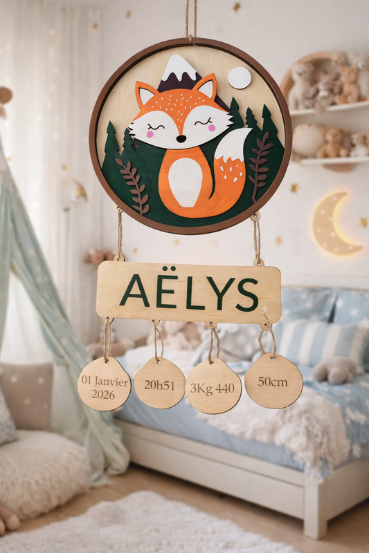 Plaque de naissance personnalisée – Renard